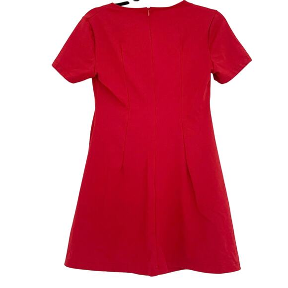 Red Mini Dress with White Bow Accents Size Small - Picture 3 of 9